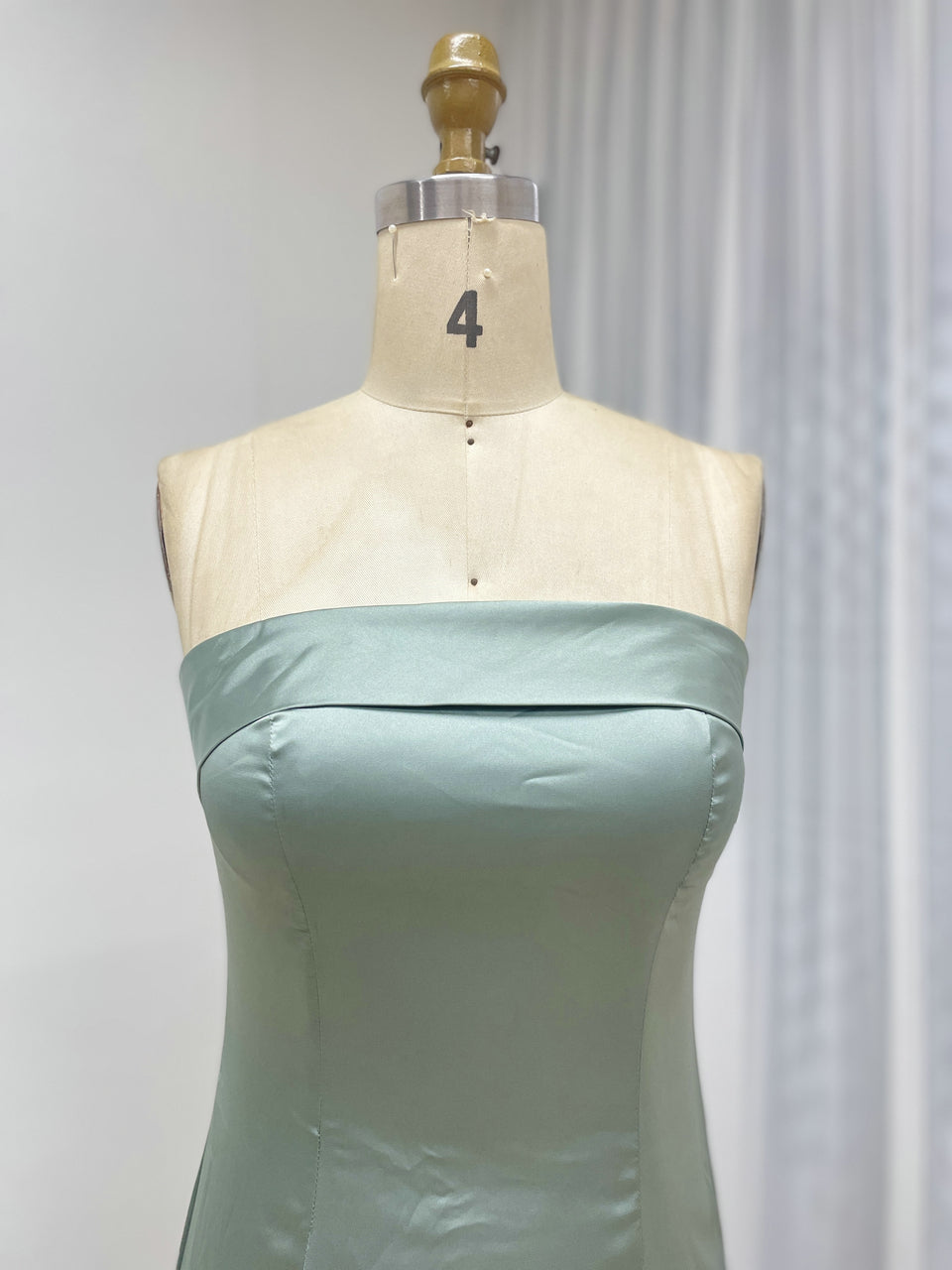 Sage Green Formal Satin Maxi Dress - Strapless Mermaid Gown MC20015-3