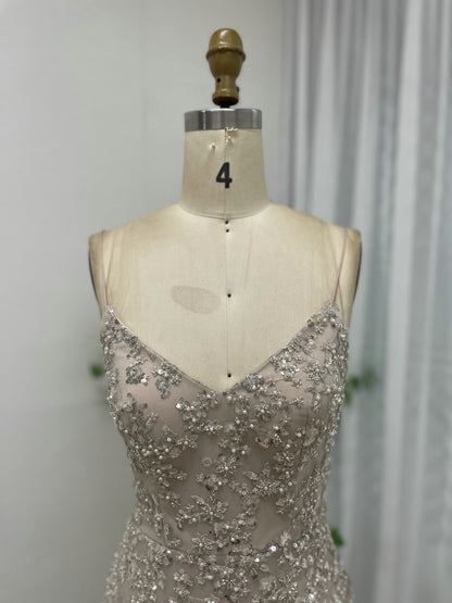 Champagne Beaded Mermaid Evening Gown - Formal Prom Dress MC20046