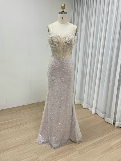 Black Mermaid Prom Dress - Crystal Beaded Corset Evening Gown - MC20070