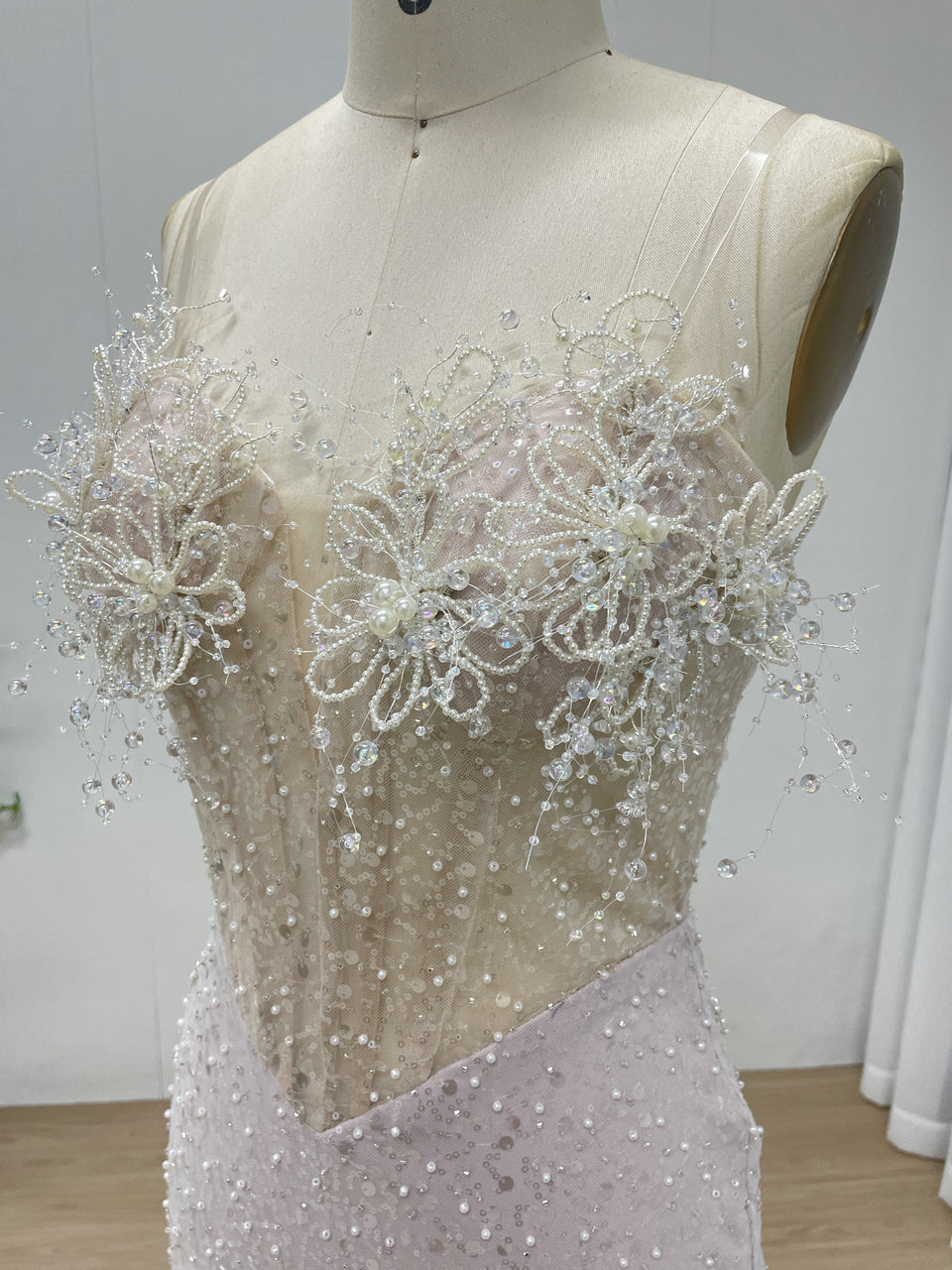 Black Mermaid Prom Dress - Crystal Beaded Corset Evening Gown - MC20070