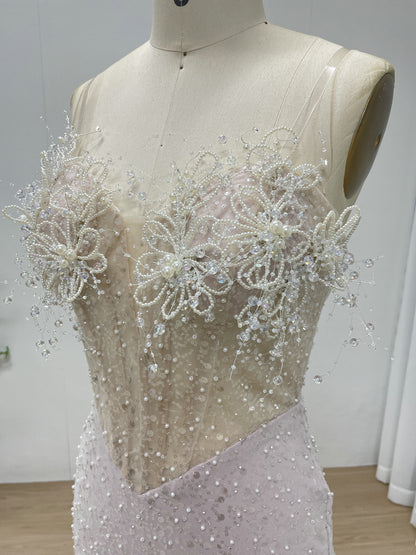 Black Mermaid Prom Dress - Crystal Beaded Corset Evening Gown - MC20070