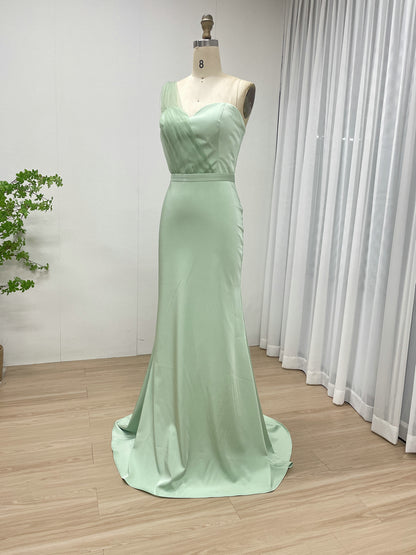 Mint One-Shoulder Tulle Mermaid Evening Gown - Formal Prom Dress MC20072