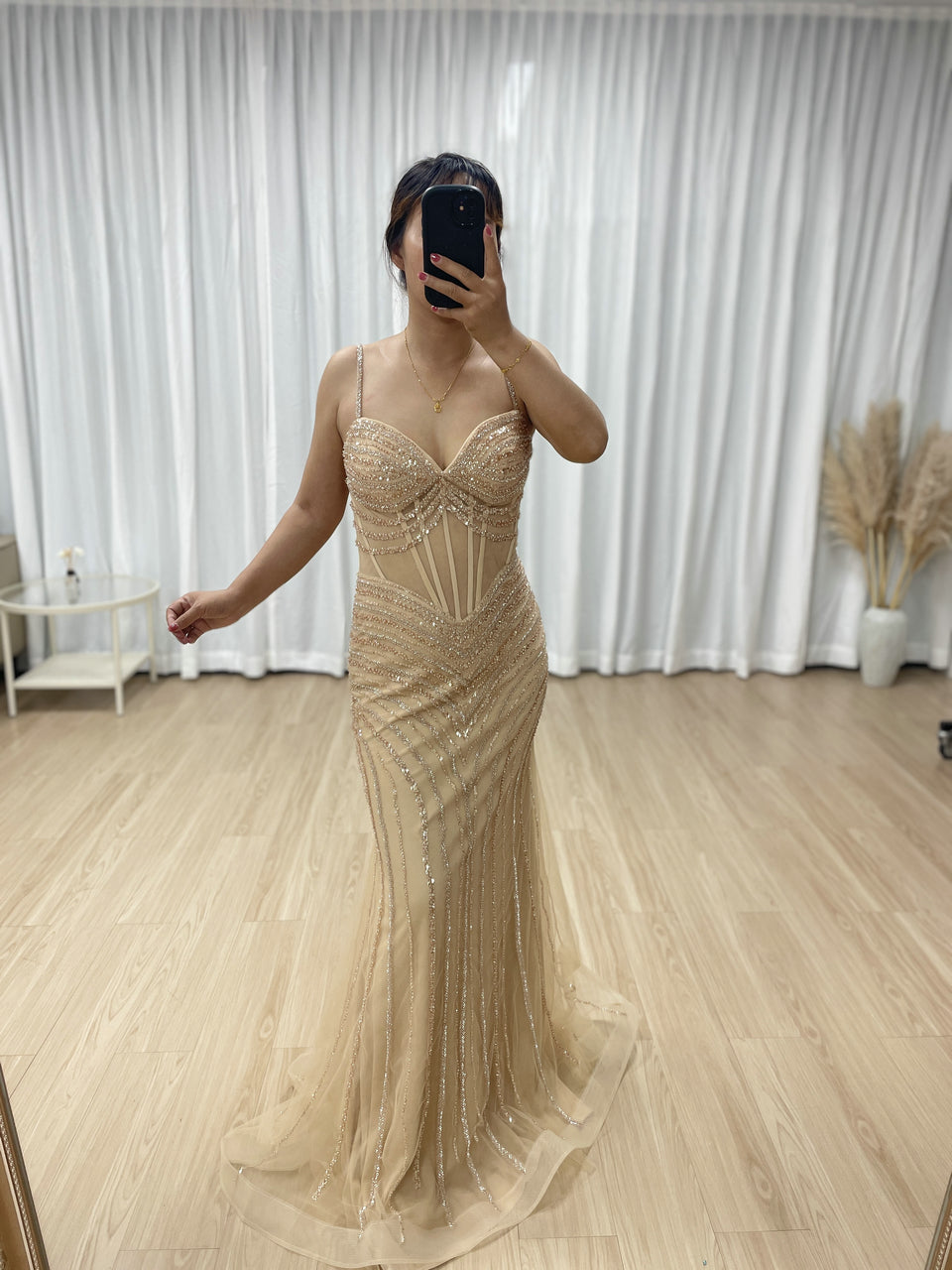 Luxury Gold Beaded Mermaid Evening Gown -Formal Prom Dress MC20075B