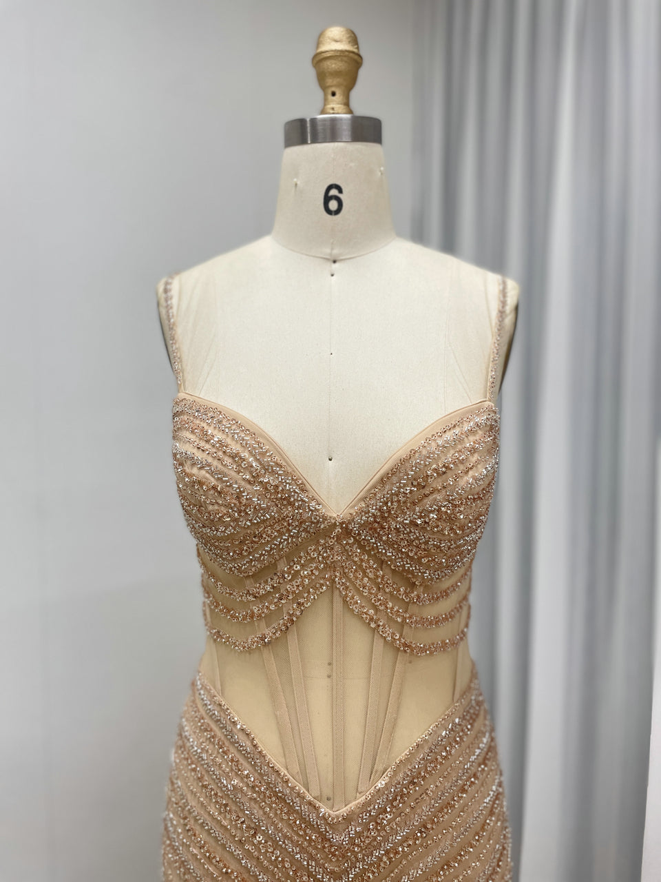 Luxury Gold Beaded Mermaid Evening Gown -Formal Prom Dress MC20075B