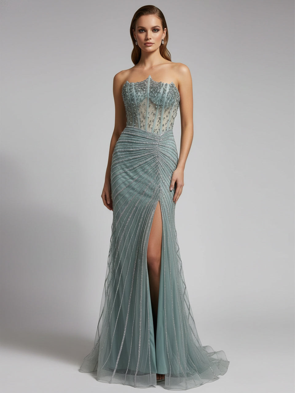 Pink Beaded Mermaid Evening Gown - Glamorous Prom & Formal Dress MC20097