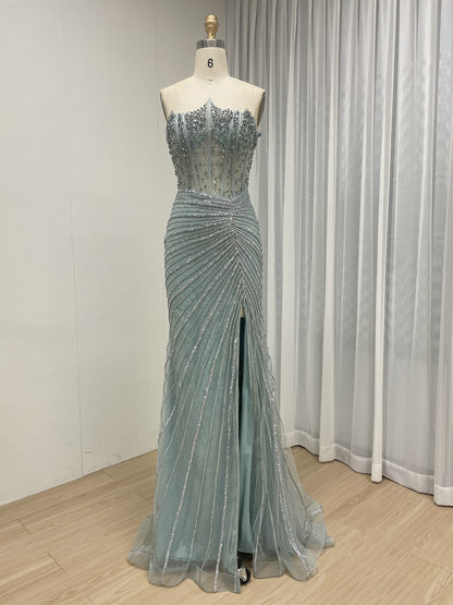 Pink Beaded Mermaid Evening Gown - Glamorous Prom & Formal Dress MC20097