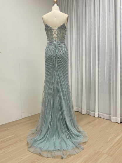 Pink Beaded Mermaid Evening Gown - Glamorous Prom & Formal Dress MC20097