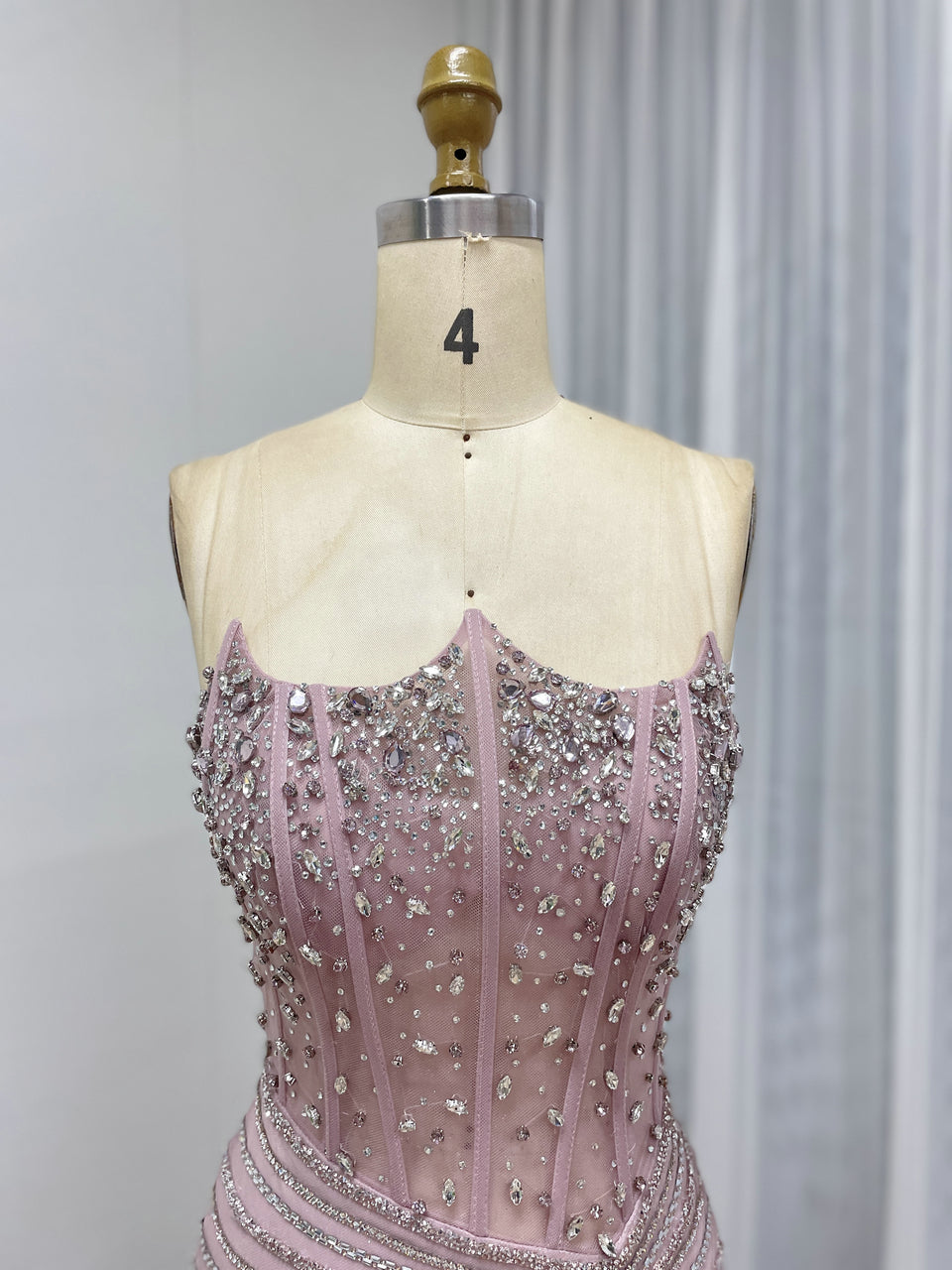 Pink Beaded Mermaid Evening Gown - Glamorous Prom & Formal Dress MC20097