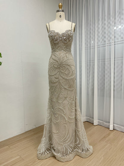 Hand-Beaded Mermaid Evening Gown in Caramel Formal Gala & Prom 2026 MC20104