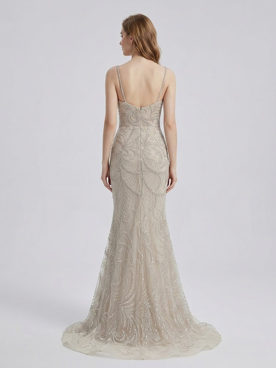Hand-Beaded Mermaid Evening Gown in Caramel Formal Gala & Prom 2026 MC20104