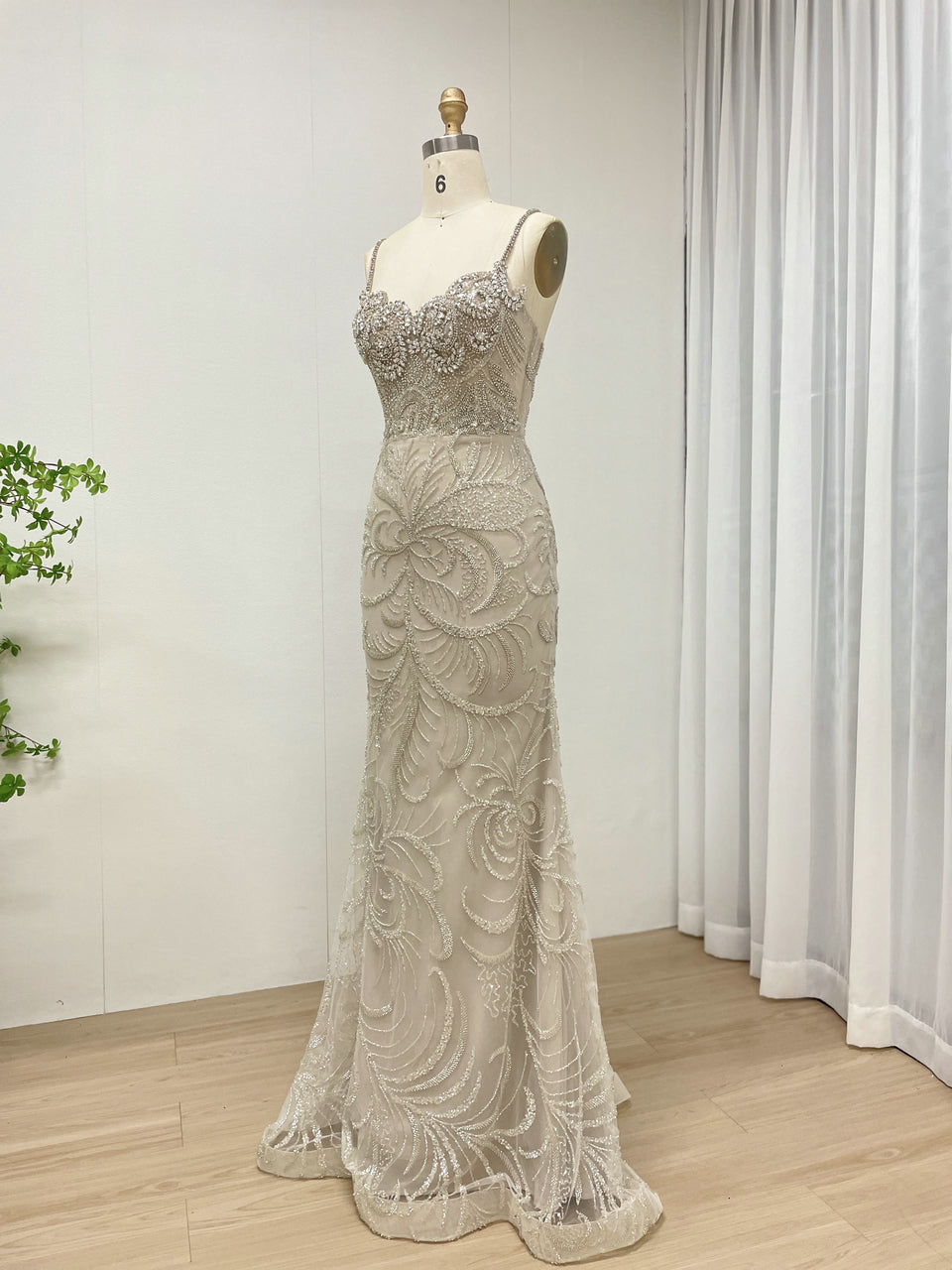 Hand-Beaded Mermaid Evening Gown in Caramel Formal Gala & Prom 2026 MC20104