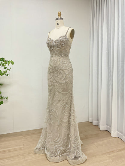 Hand-Beaded Mermaid Evening Gown in Caramel Formal Gala & Prom 2026 MC20104