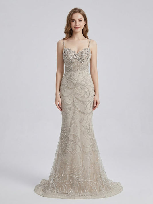 Hand-Beaded Mermaid Evening Gown in Caramel Formal Gala & Prom 2026 MC20104
