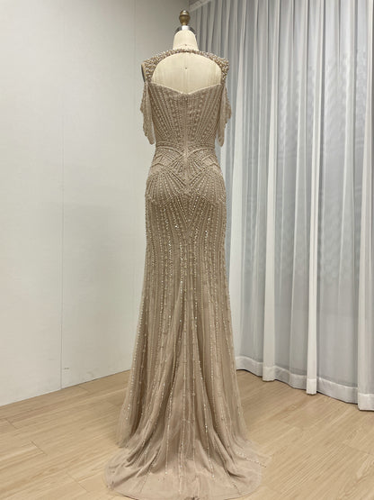 Pink Pearl & haute couture Beaded Mermaid Evening Gown MC20140