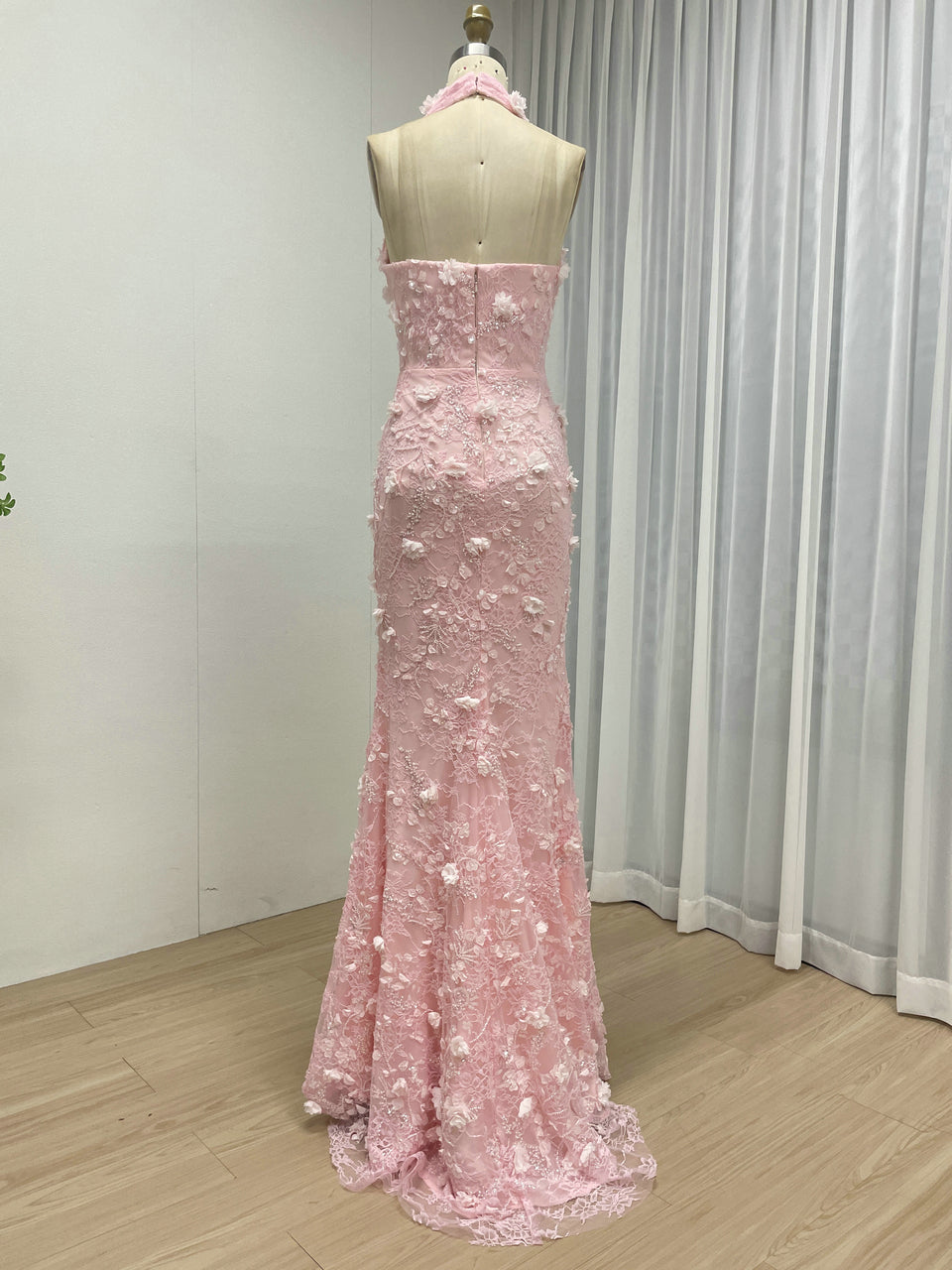 Purple Beaded Applique Evening Gown - V-Neck Formal Dress MD50109