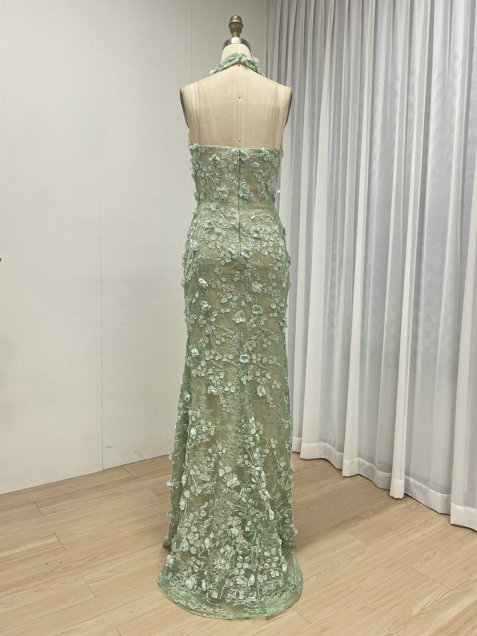 Purple Beaded Applique Evening Gown - V-Neck Formal Dress MD50109