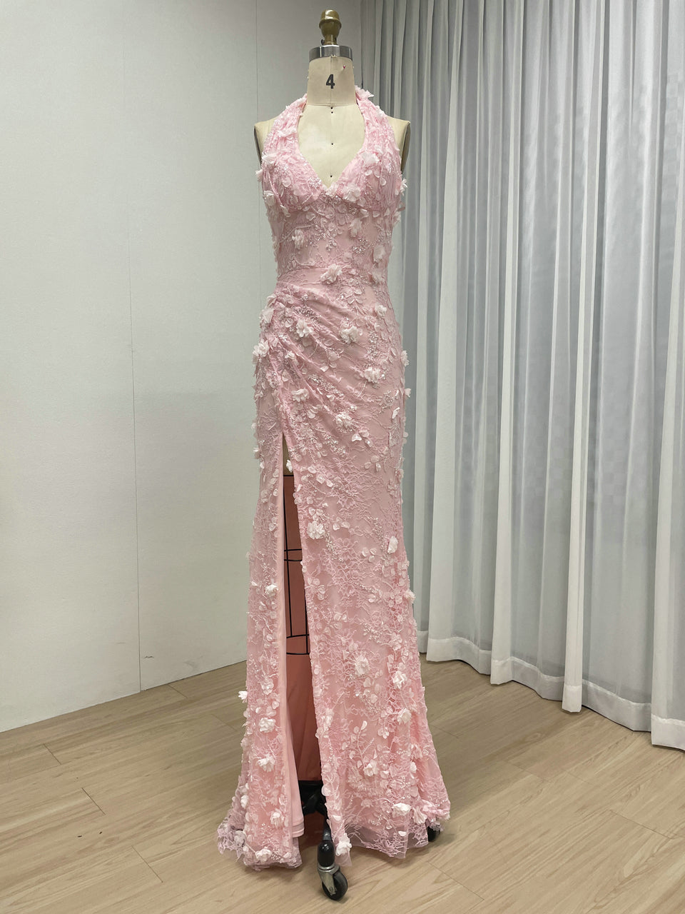 Purple Beaded Applique Evening Gown - V-Neck Formal Dress MD50109