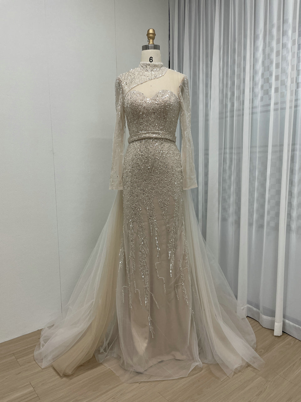 Black Long Sleeve Black Sheer Lace Illusion Belted Party Dress MY30008-2