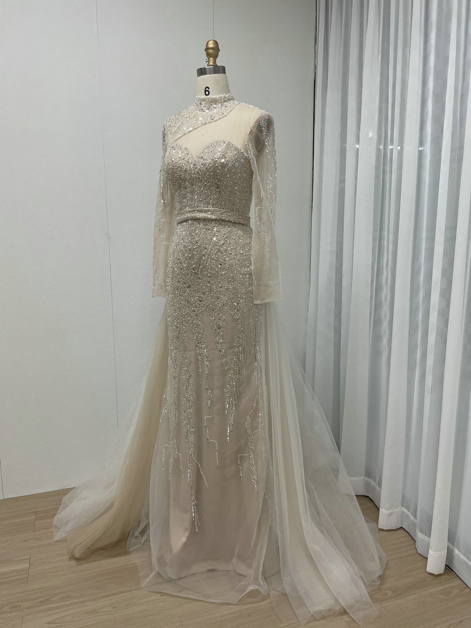 Black Long Sleeve Black Sheer Lace Illusion Belted Party Dress MY30008-2