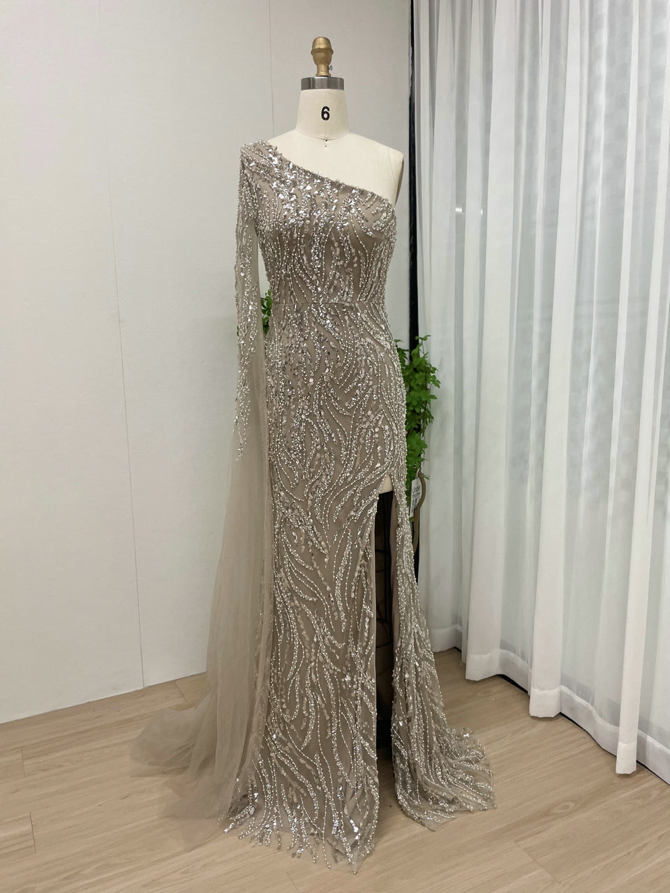 Luxury One Shoulder Beading Lace Evening Dress MY30023