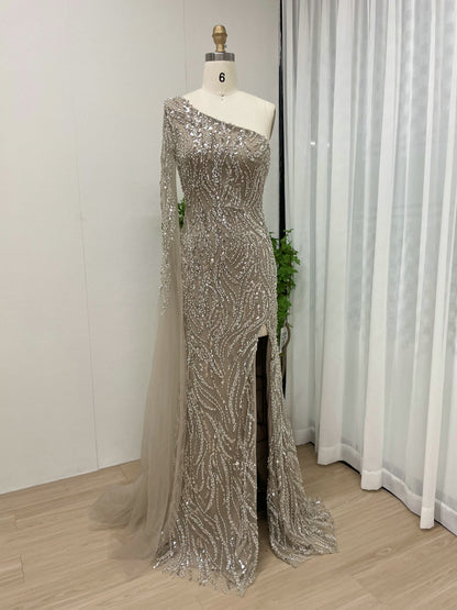 Luxury One Shoulder Beading Lace Evening Dress MY30023