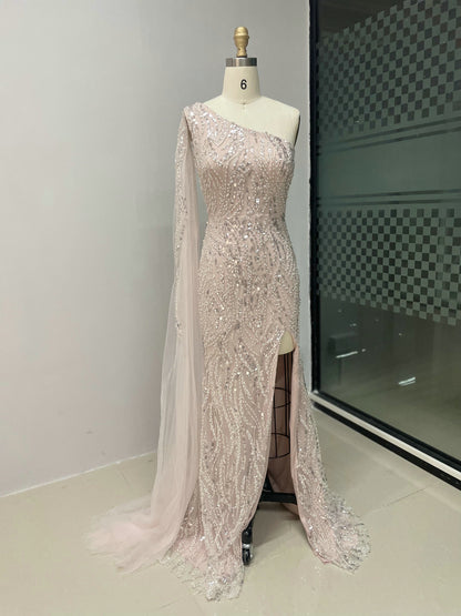 Luxury One Shoulder Beading Lace Evening Dress MY30023