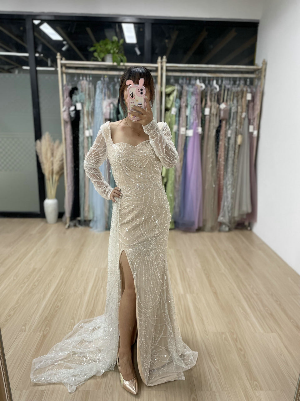 Sweetheart Beading Lace Long Sleeve Evening Dress MY30027-2