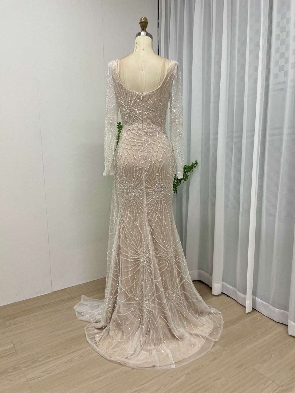 Sweetheart Beading Lace Long Sleeve Evening Dress MY30027-2