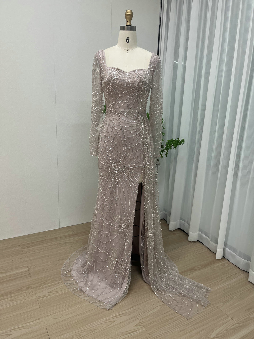 Sweetheart Beading Lace Long Sleeve Evening Dress MY30027-2