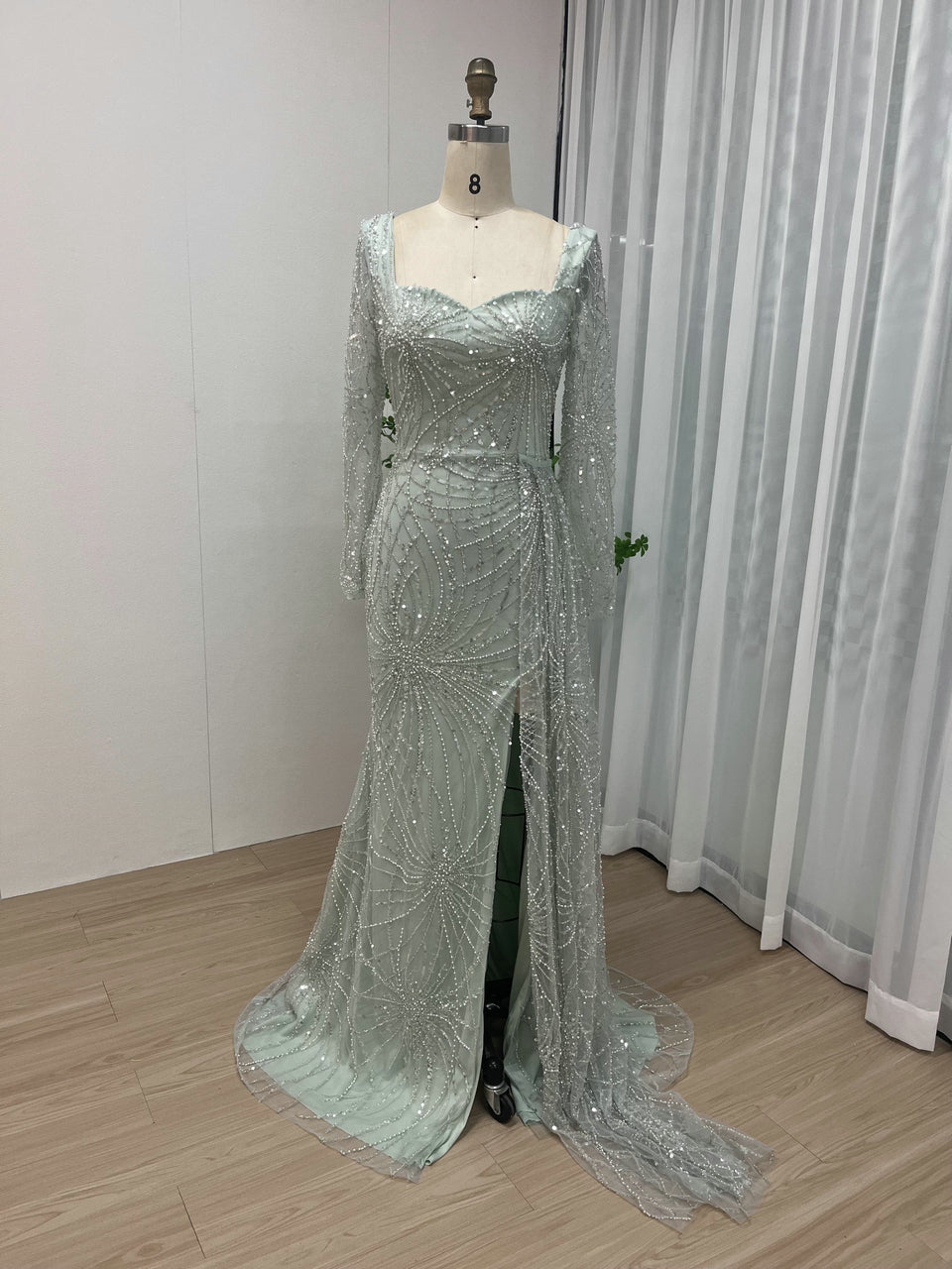 Sweetheart Beading Lace Long Sleeve Evening Dress MY30027-2