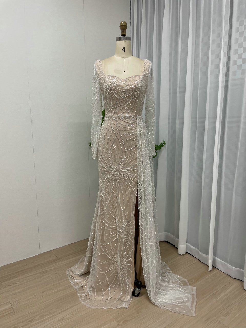 Sweetheart Beading Lace Long Sleeve Evening Dress MY30027-2