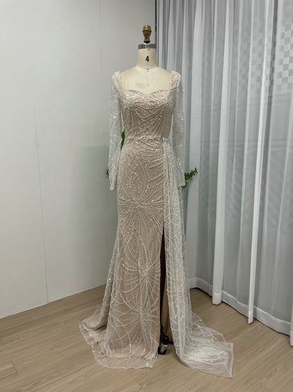 Sweetheart Beading Lace Long Sleeve Evening Dress MY30027-2