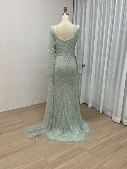 Sweetheart Beading Lace Long Sleeve Evening Dress MY30027-2