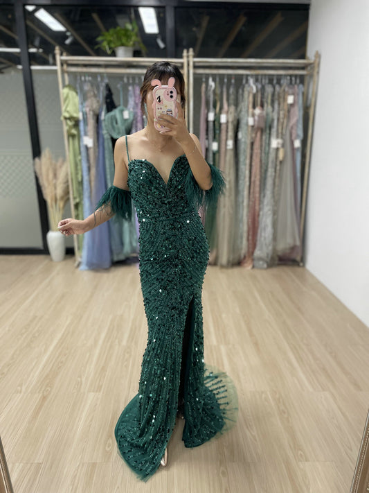 Spaghetti Strap Couture Beading Evening Dress MY30032