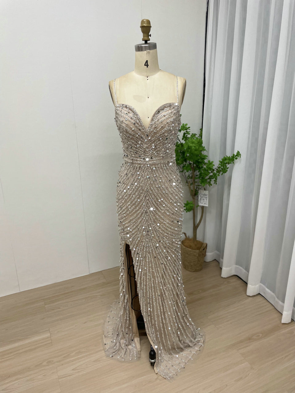 Spaghetti Strap Couture Beading Evening Dress MY30032