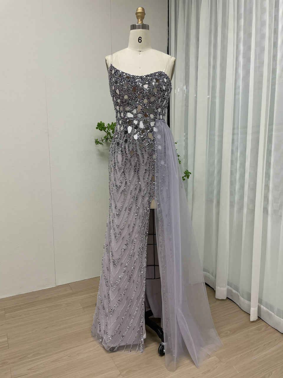 Strapless Off Shoulder Crystal Beading Split Evening Dress MY30034