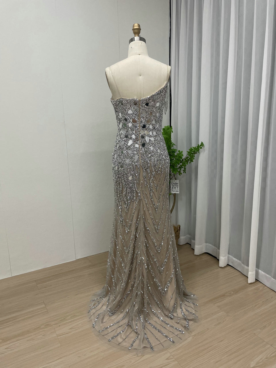 Strapless Off Shoulder Crystal Beading Split Evening Dress MY30034