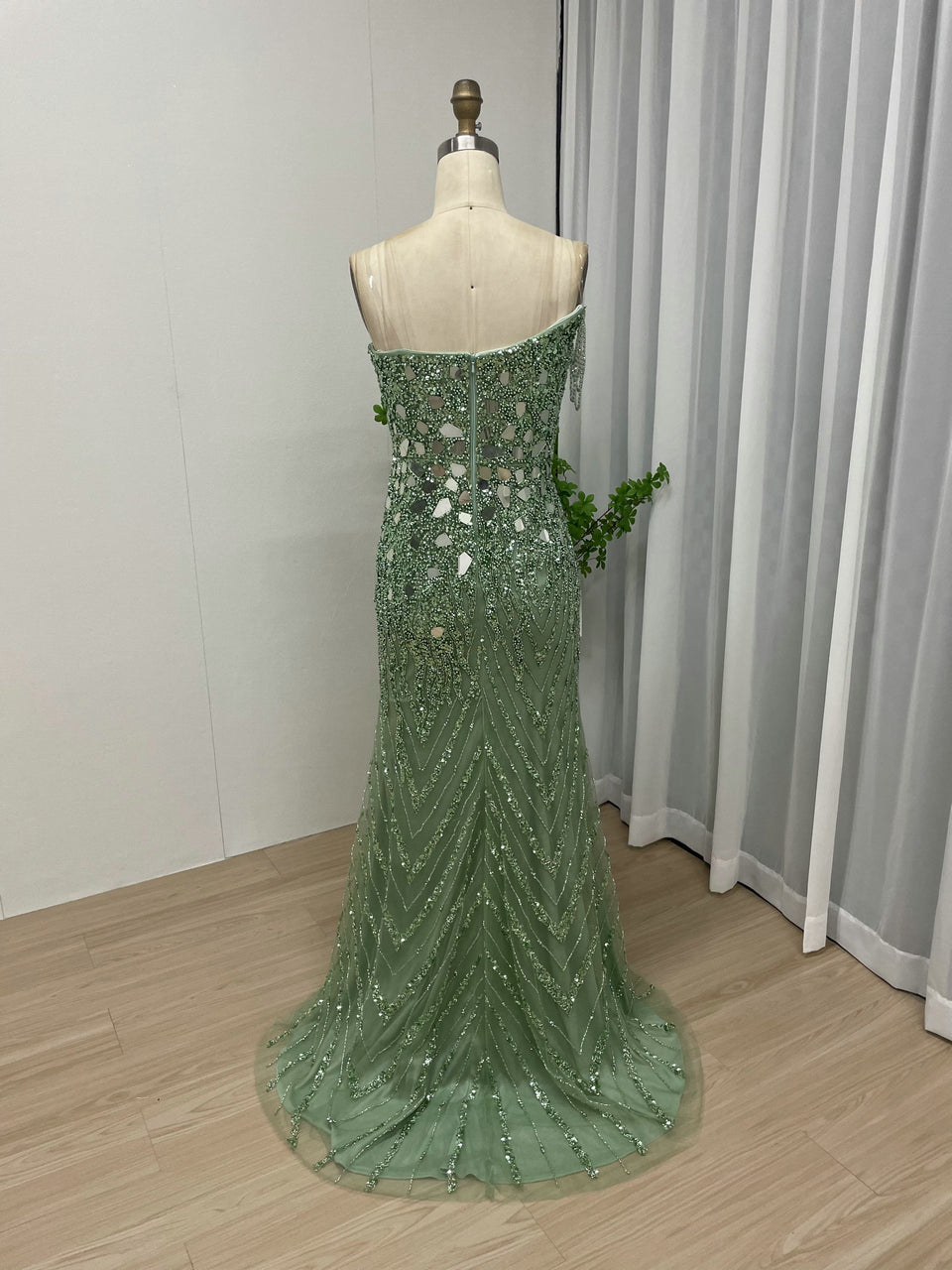 Strapless Off Shoulder Crystal Beading Split Evening Dress MY30034