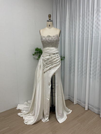 Luxury Strapless Couture Beading High Split Wedding Party Evening Dress MY30050