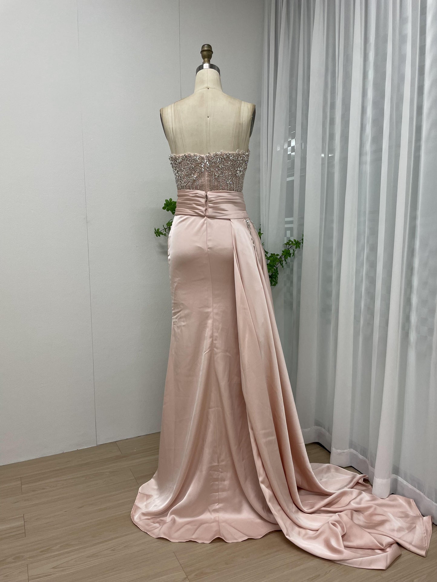 Luxury Strapless Couture Beading High Split Wedding Party Evening Dress MY30050