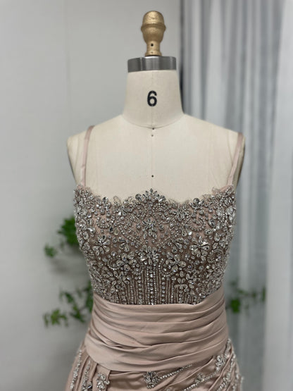 Luxury Strapless Couture Beading High Split Wedding Party Evening Dress MY30050