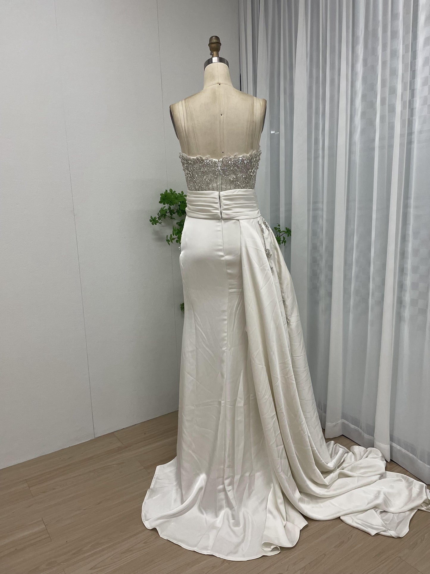 Luxury Strapless Couture Beading High Split Wedding Party Evening Dress MY30050