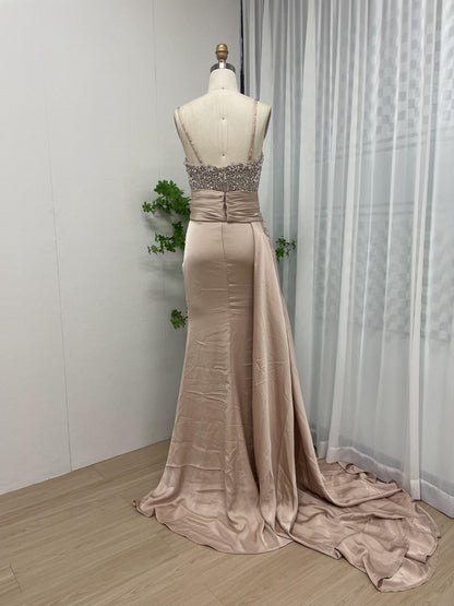 Luxury Strapless Couture Beading High Split Wedding Party Evening Dress MY30050