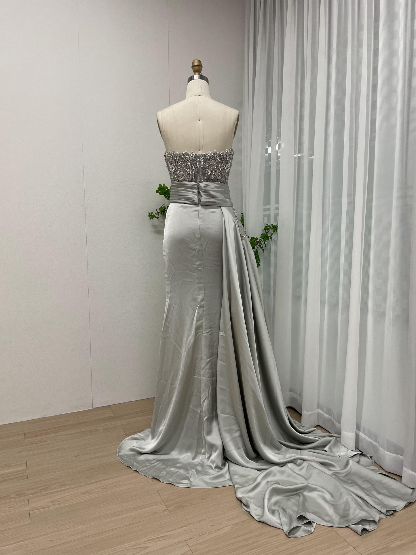 Luxury Strapless Couture Beading High Split Wedding Party Evening Dress MY30050