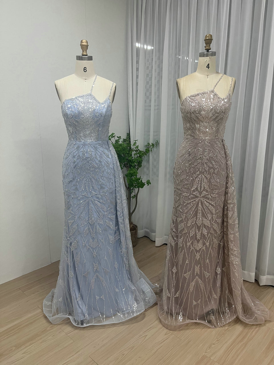 Beaed Asymmetrical One-Shoulder Formal Gown in Blue | Periwinkle Prom & Gala Dress MY30060