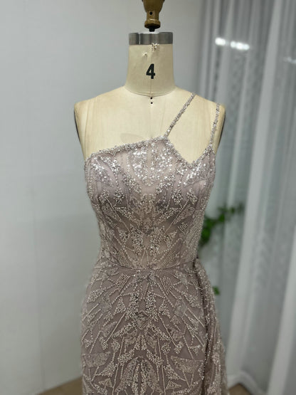 Beaed Asymmetrical One-Shoulder Formal Gown in Blue | Periwinkle Prom & Gala Dress MY30060