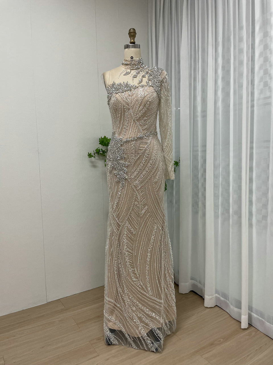 Stunning Long Sleeve Couture Beading Wedding Party Evening Dress MY30062