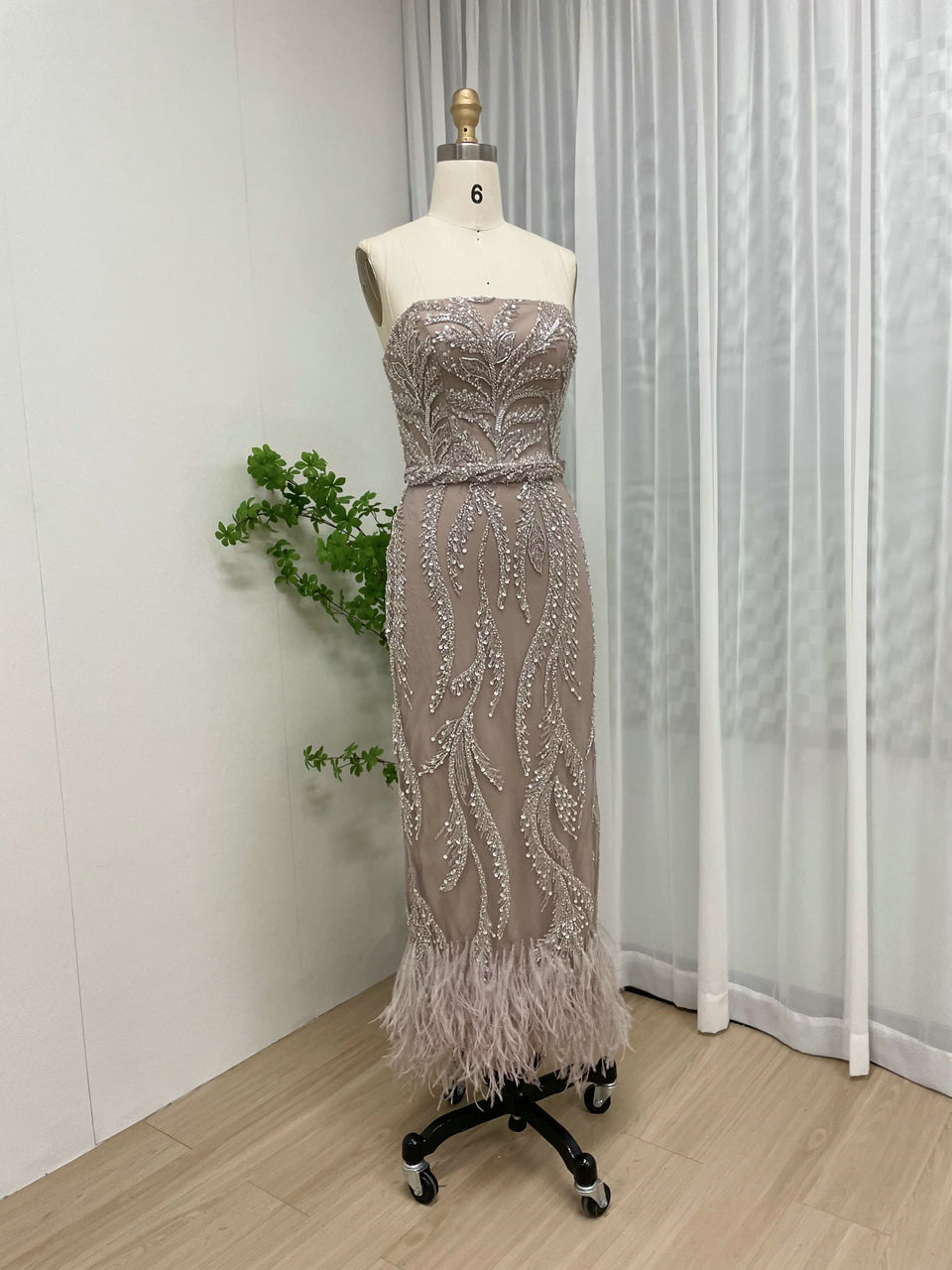 Unique Beaded Pink Off Shoulder Evening Dress Detachable Cape Sleeves MY30065