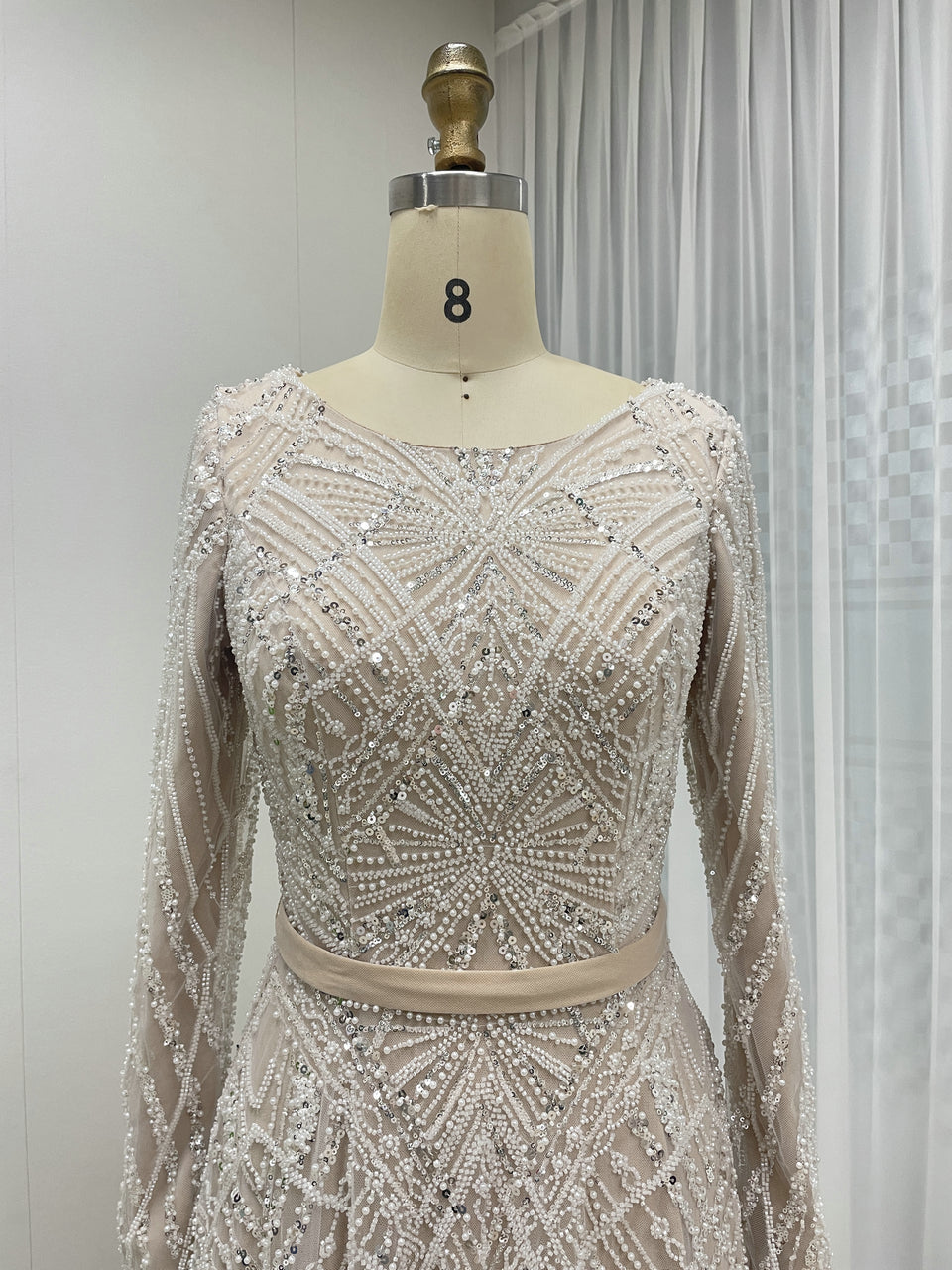 Elegant Black Beaded Dress Long Sleeves Train Cocktail Style MY30076-2
