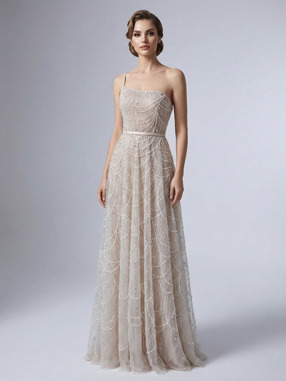Art Deco Beaded Wedding Gown - Sparkling Pearls & Sequins A-Line Bridal Dress MY30088
